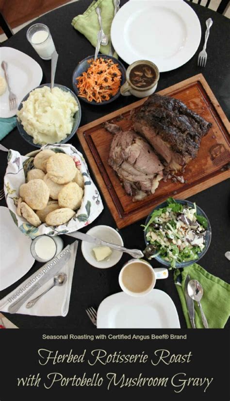 Herbed Rotisserie Roast With Portobello Mushroom Gravy