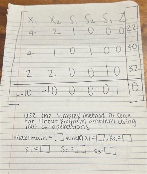 Solved Use The Simplex Method To Solve Me Linear Proaram Chegg