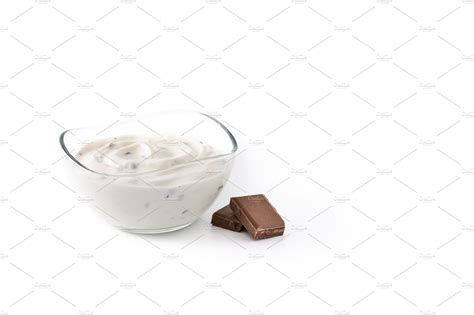 Stracciatella Yogurt In Transparent Bowl Food Images Creative Market