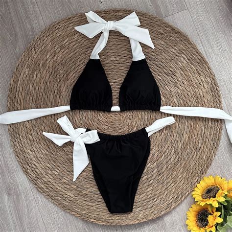 Bikini Con Cuello Halter Para Mujer Traje De Ba O Sexy Para Mujer