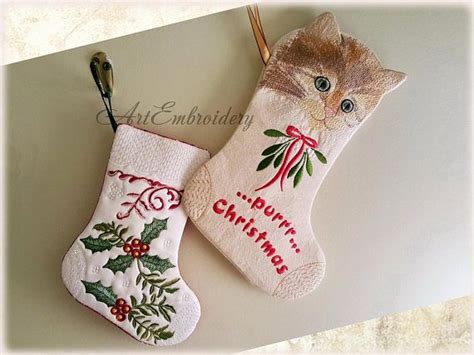 Purrr Christmas Kitty Stocking In The Hoop Ith Machine Etsy Machine