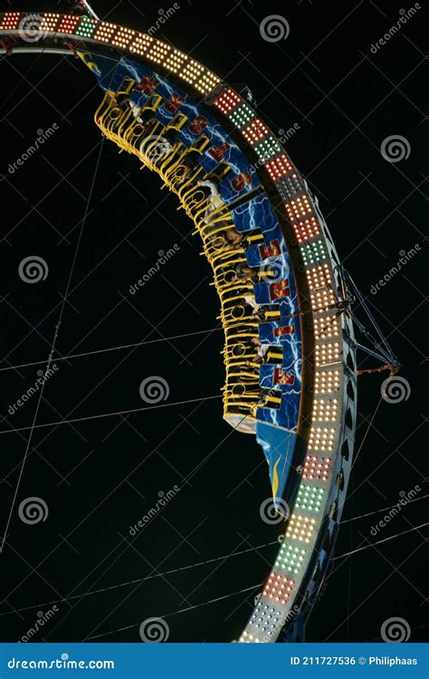 Circular Thrill Ride at State Fair at Night Editorial Photo - Image of ...