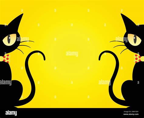 Art Illustration Background Seamless Design Concept Colorful Icon Symbol Logo Of Black Cat Stock