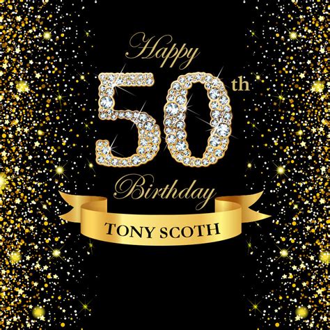 Gold And Black 50th Personalized Birthday Photography Backdrop D604 Dbackdrop