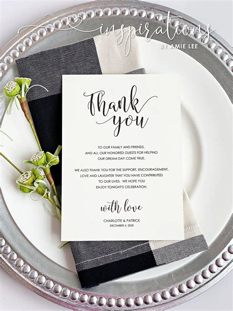 Wedding Reception Table Notes Wedding Thank You Note to | Etsy