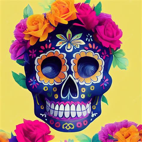 Premium Photo A Colourful Traditional Calavera Sugar Skull Decorated