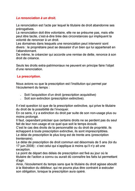 La renonciation à un droit La renonciation est lacte par lequel le