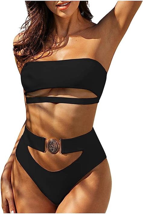 Hdbcnc Bademode Damen Bikini Mit Hoher Taille Brustschnalle