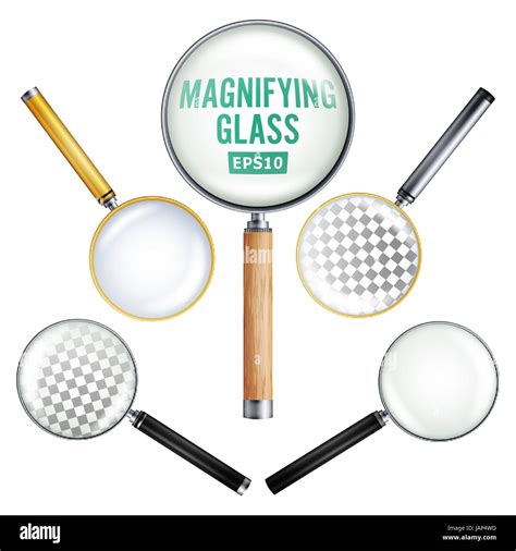 Realistic Magnifying Glass Vector Set Of Different Magnifying Glass Different Colors Of Lenses