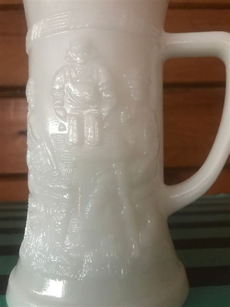 Vintage White Milk Glass Beer Stein Mug By Federal Glass With Etsy