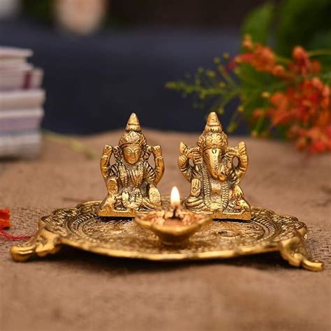 Buy Collectible India Laxmi Ganesha Sitting Diya Statue Vastu Diya