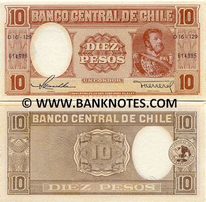 Chile 10 Pesos = 1 Condor 1958-59 - Chilean Currency Bank Notes, Paper ...