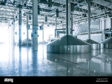 Modern Interior Of A Brewery Mash Vats Metal Containers Stock Photo Alamy