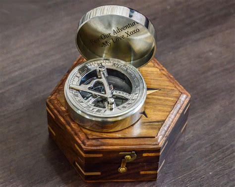 Engraved Sundial Compass Compass For Son Personalized Custom Etsy