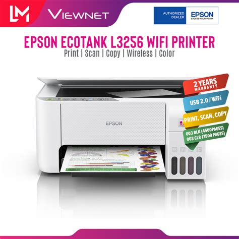 Epson Ecotank L3256 L3156 All In One Ink Tank Colour Printscancopywi Fi Printer Lazada