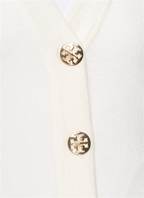 Lyst Tory Burch Simone Merino Wool Cardigan In White