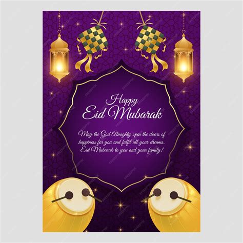 Free Vector Realistic Eid Al Fitr Greeting Card Template