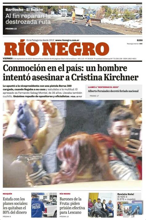 Ataque A Cristina Kirchner Las Tapas De Los Diarios De Argentina