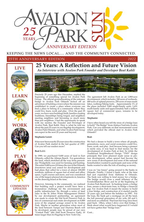 Avalon Park Sun Orlando 25 Year Anniversary by Avalon Park Sun - Issuu