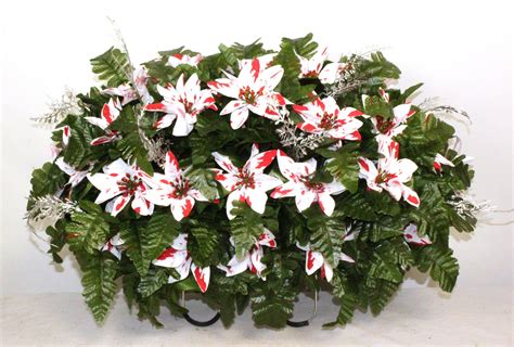 Xl Christmas Poinsettia Cemetery Flower Headstone Saddle Etsy In