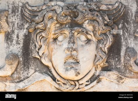 Head Of Medusa Ruins Of Ancient Temple Of Apollo Didyma Aydin