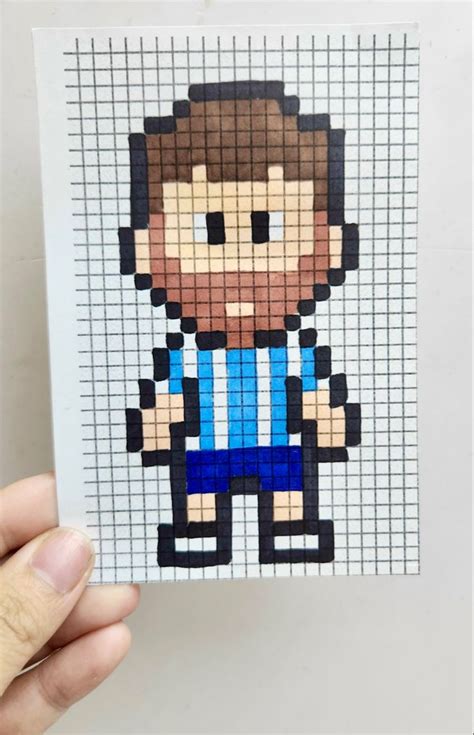 Pixelart Messi Pixel Bobble Stitch Crochet Easy Pixel Art Cute