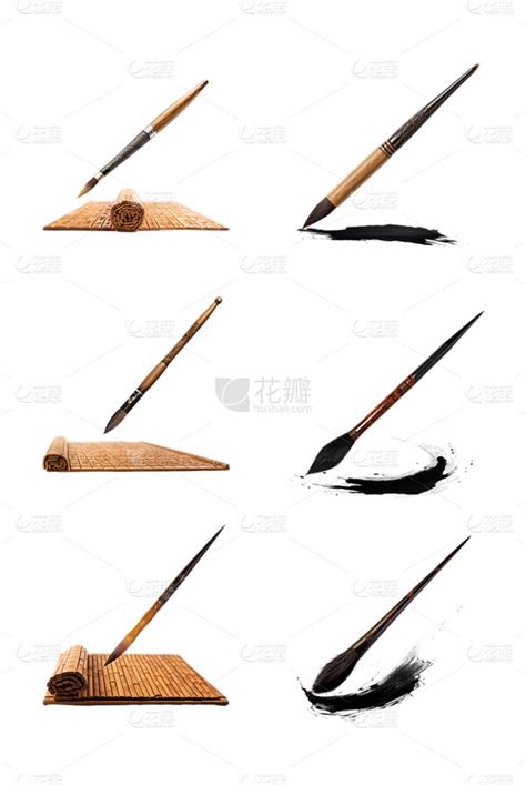 中国风通用书写毛笔笔墨组合元素素材