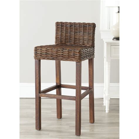 Safavieh St Thomas Indoor Wicker Brown Bar Stool Wicker Bar Stools