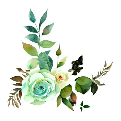 Glittering Green Rose In Watercolor Spirituality Color Psychology Green Flower Png