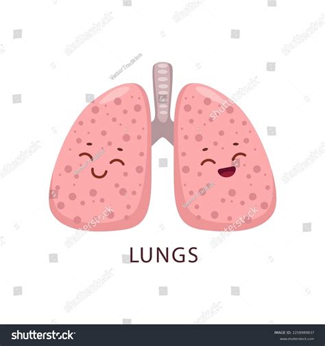 Cartoon Lungs Human Body Organ Character Vector Royalty Free Stock