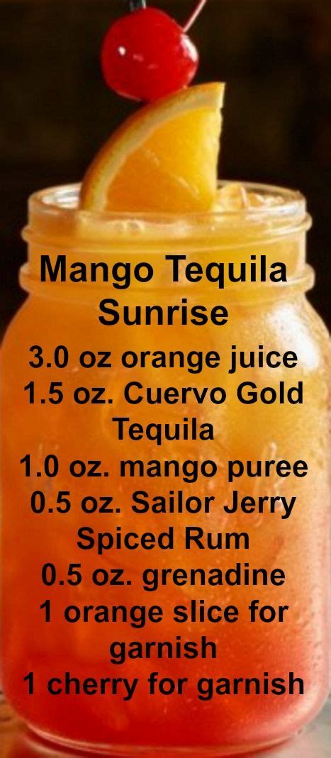 Mango Tequila Sunrise Recipe Tequila Sunrise Recipe Drinks Alcohol