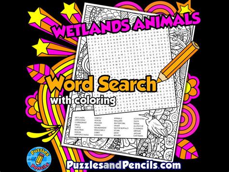 Wetlands Animals Word Search Puzzle With Colouring Wetlands Habitat