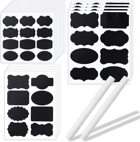 Etiquettes Autocollantes Bocaux Stickers Noirs Marqueurs Blanc