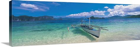 Fishing boat moored on the beach, Palawan, Philippines Wall Art, Canvas ...