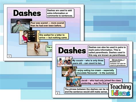 dashes guide teaching ideas