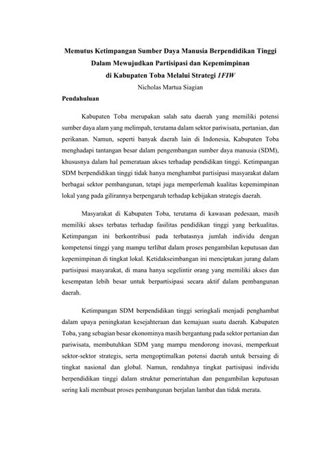 PDF Memutus Ketimpangan Sumber Daya Manusia Berpendidikan Tinggi