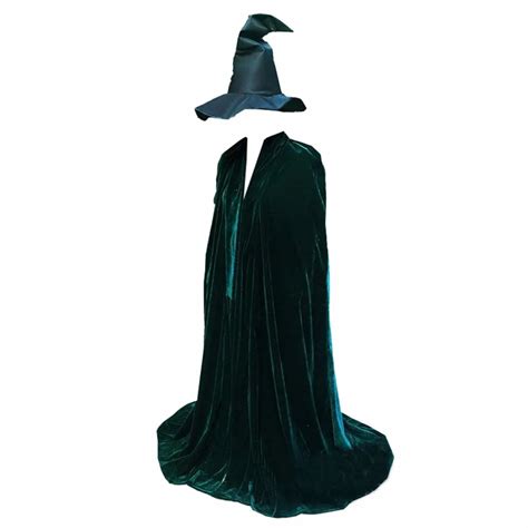 2018 Minerva McGonagall Dress Cosplay Costume Dark Green Cloak Trench ...