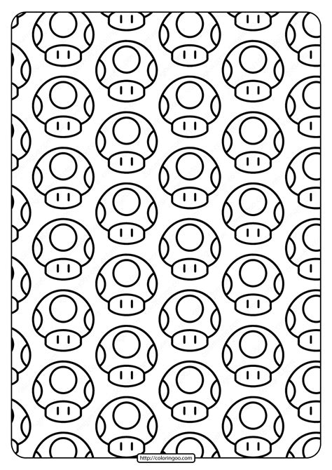 Printable Super Mario Mushroom Pdf Pattern Mario Coloring Pages Super Mario Coloring Pages