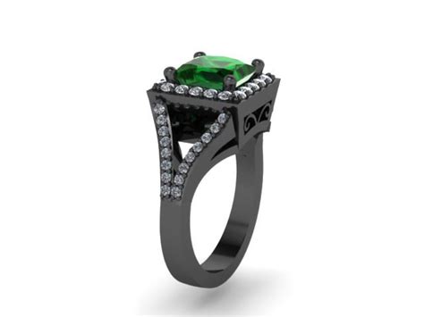 Emerald Engagement Ring Princess Cut Diamond Engagement Ring Etsy