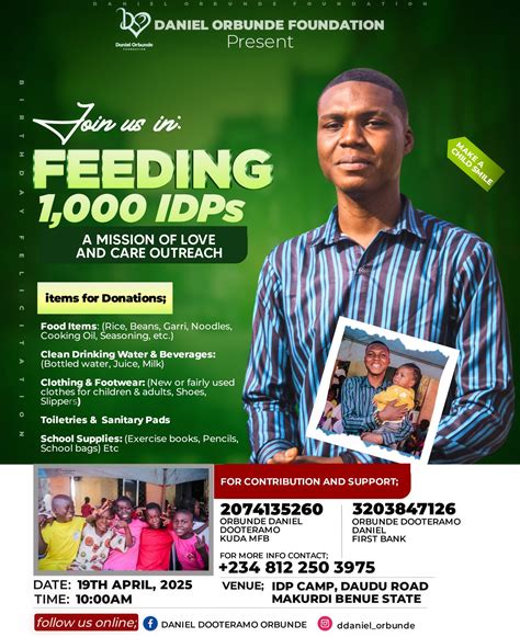 Daniel - We need food items, clothes, shoes, children's books, back-to