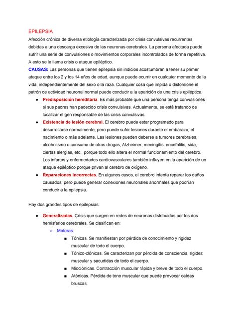 Epilepsia Lipotimia Shock Guion Ciencia SENATI Studocu