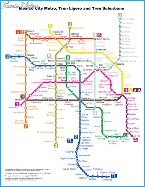 Mexico City Metro Map - TravelsFinders.Com