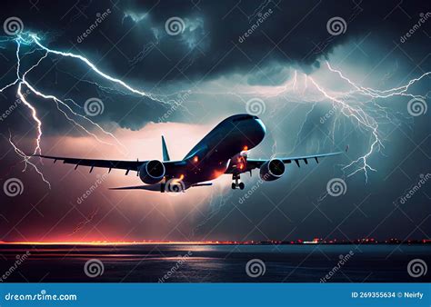 plane  lightning stock photo image  dark commercial