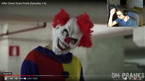 РЕАКЦИЯ на Killer Clown Scare Prank Episodes 1 4 Youtube