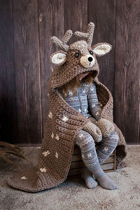 Crochet Pattern Woodland Deer Blanket Hooded Woodland Deer Blanket