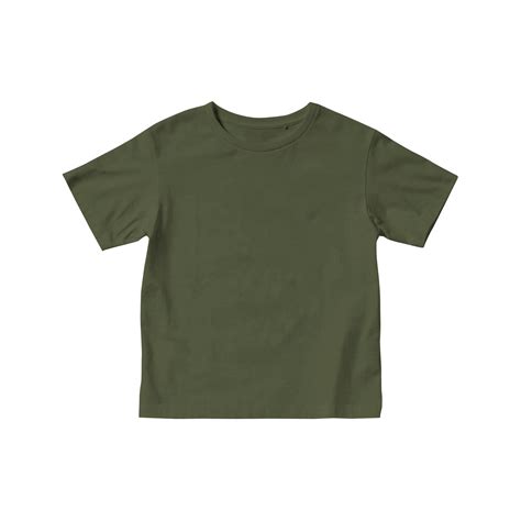 Green Army Color Kids T Shirt Mockup Short Sleeve Transparent