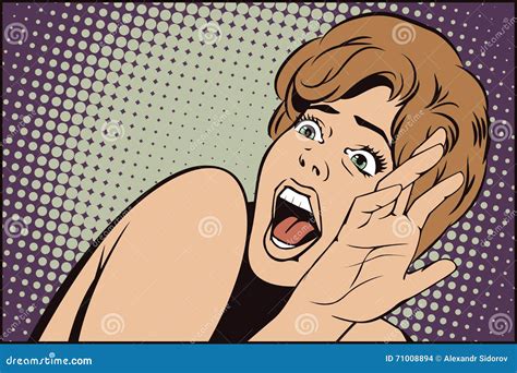 People In Retro Style Girl Screaming In Horror Stock Vector