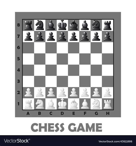 Chess board and set figures for 2d game ui Vector Image