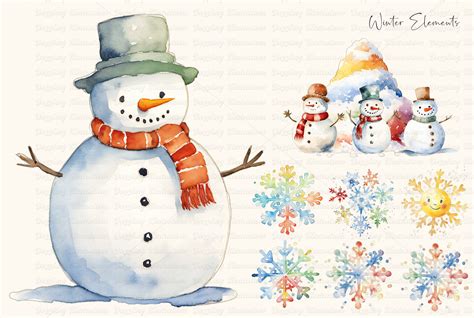 Christmas Animals Watercolor Penguins Design Cuts