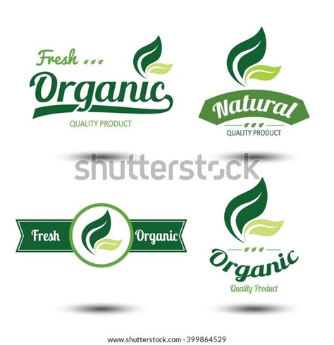 Set Eco Labels Badgesemblem Leaves Vector Stock Vector Royalty Free